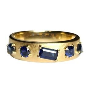 18K Gold Plated Sterling Silver Lab Sapphire Ring by PAJ